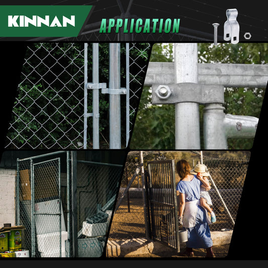 KINNAN 1-3/8" Chain Link Fence Gate Female Hinge, Heavy Duty Galvanized Steel, Gate Hinges with Bolts and Nuts, Durable Fence Hardware for Secure and Long Lasting, Easy Installation (2 Pack - size: 1-3/8