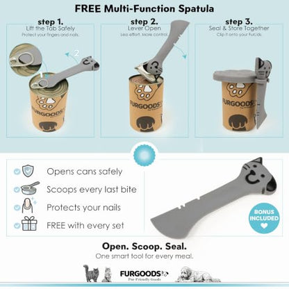 FURLIDS Grey NEW PREMIUM SEAL | Dog Food Can Lid & Cat Food Can Lid with Spatula – Silicone Pet Food Can Cover, Airtight, Reusable, Universal Fit, Dishwasher Safe - color: Furlids PREMIUM SEAL 1 Pack Grey