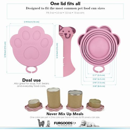 FURLIDS Pink NEW PREMIUM SEAL | Dog Food Can Lid & Cat Food Can Lid with Spatula – Silicone Pet Food Can Cover, Airtight, Reusable, Universal Fit, Dishwasher Safe - color: Furlids PREMIUM SEAL 1 Pack Pink
